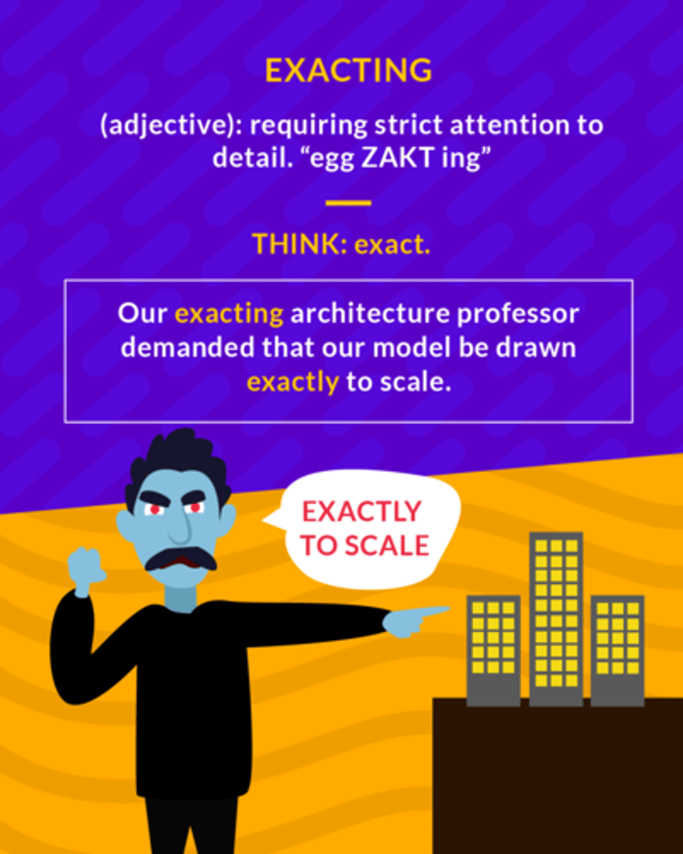 <p>demanding perfection; strict</p>