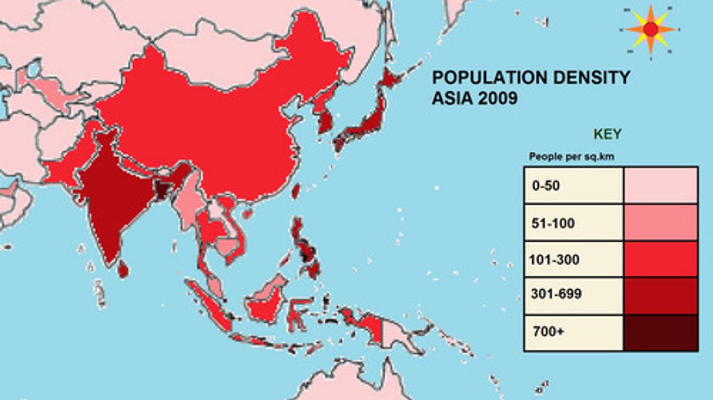 <p>A thematic map that uses tones or colors to represent spatial data as average values per unit area, different shades of a color, 1 data set measured.</p>