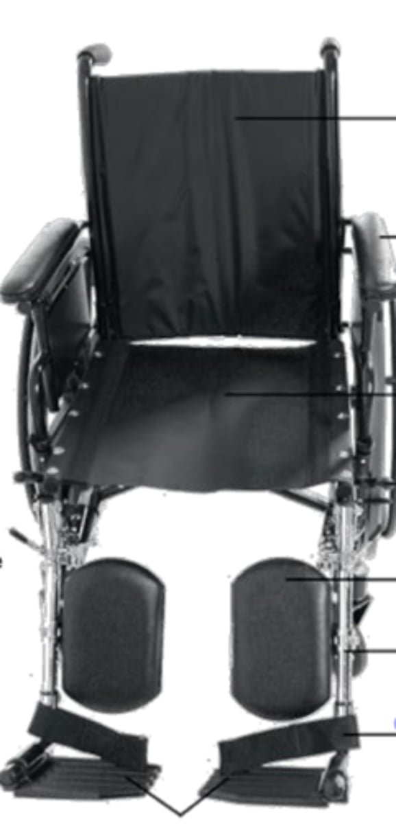 <p>What components on this wheelchair are not seen on standard wheelchairs?</p>