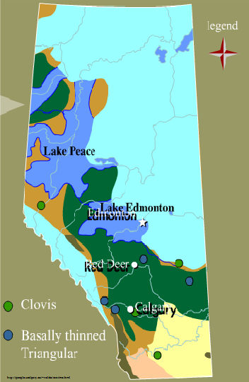 <ul><li><p><span>Alberta’s human history dates back ~12,000 years (after glacial retreat).</span></p></li></ul><ul><li><p><span>Ice-Free Corridor (11,500–11,000 years ago) opened migration routes.</span></p></li><li><p><span>Early lithic technologies evolved as glaciers retreated and climates changed.</span></p></li></ul><p></p>