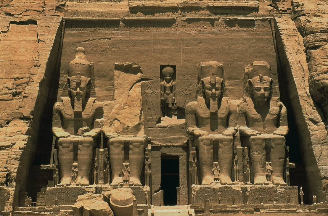 <p>Egyptian Abu Simbel. 19th Dynasty. ca. 1279 1213 bce, cliff relief carving</p>