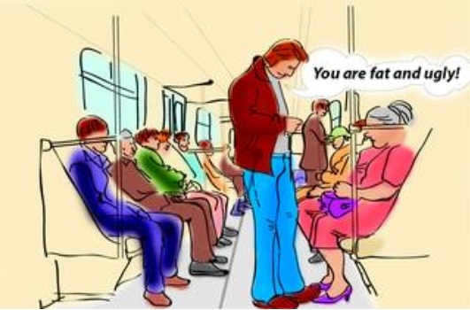 <p>Jim is a <strong>rude </strong>person.</p><p><span>|ruːd|</span></p><p><span>Грубый, невежливый</span></p>