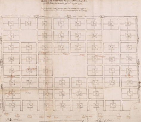 <p>Architect: Richard Newcourt </p><p>Name: <span>plan for rebuilding london</span></p><p>Location: </p><p>Year: 1667</p>