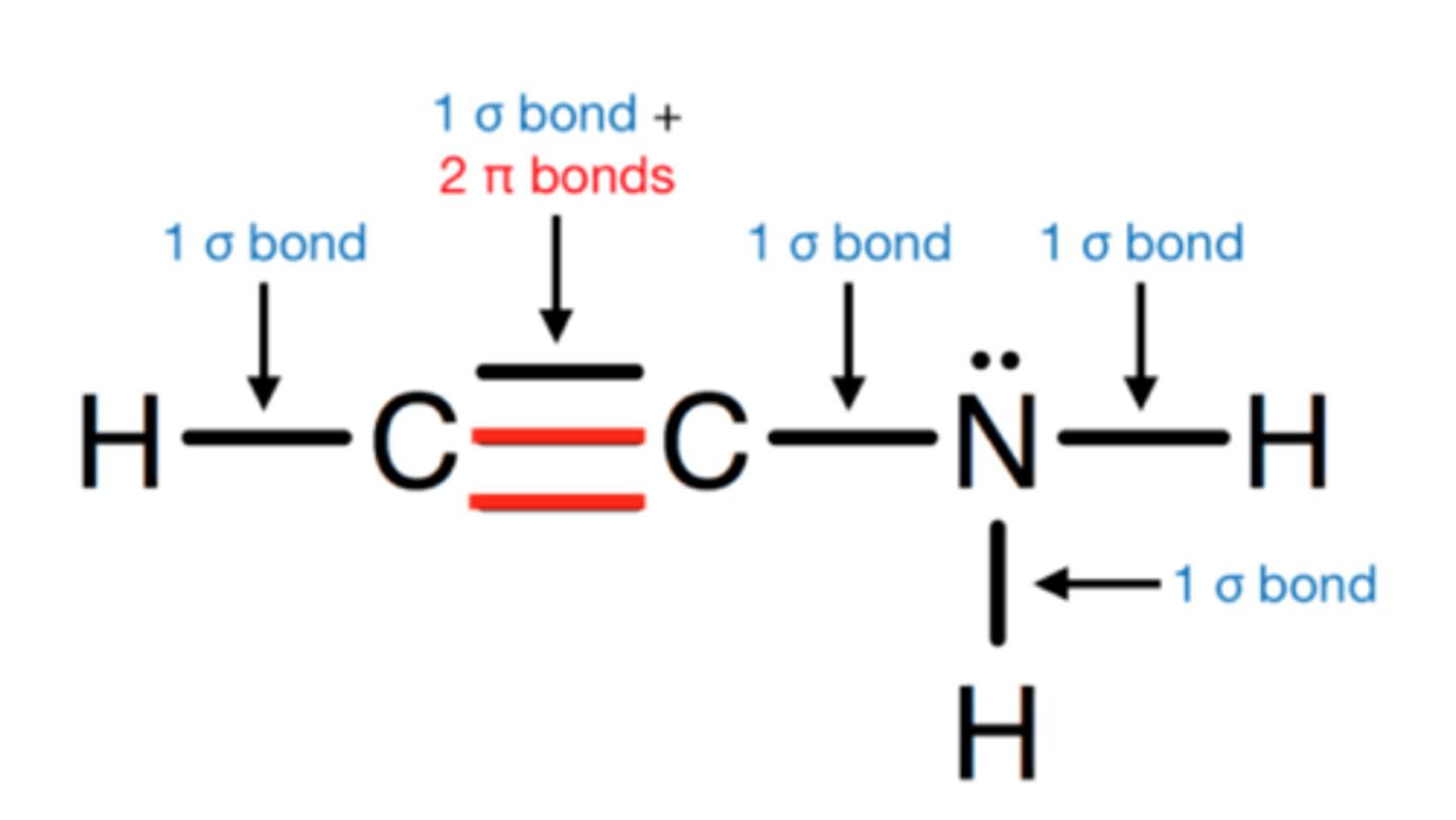 <p>1 sigmabindning + 2 pi-bindningar</p>