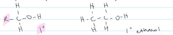 <ul><li><p>the -OH is joined to a carbon that isn’t joined to more than 1 carbon</p></li></ul>