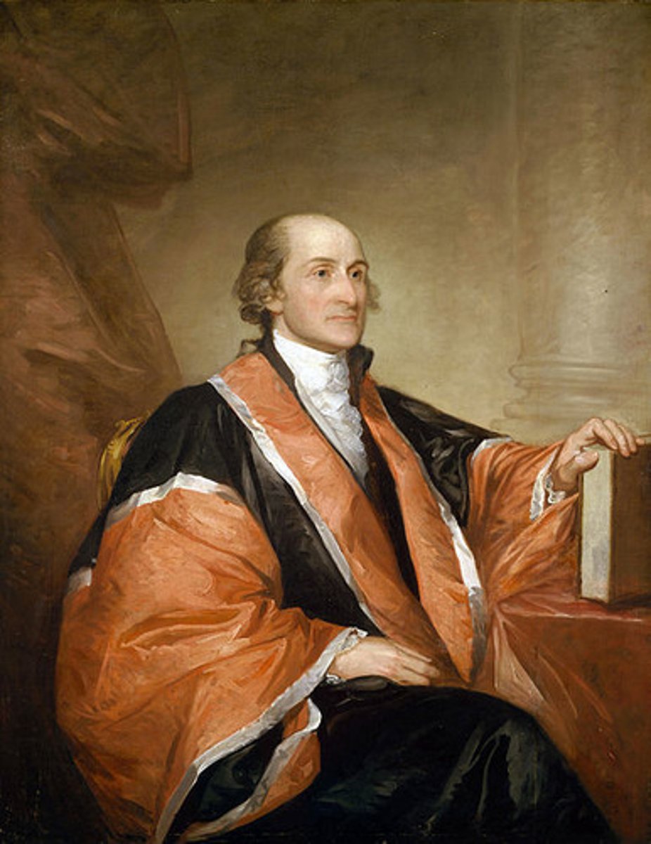 <p>The chief justice of the Supreme Court. Negotiates a treaty with England that prevent war.</p>