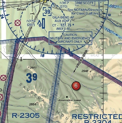 <p><span>(Refer to FAA-CT-8080-2H, Figure 75, Area 6.) During preflight planning, you plan to operate in R-2305. Where would you find additional information regarding this airspace?</span></p>