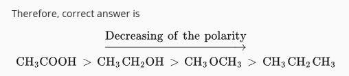<p>For compounds with different functional groups, but similar molecular weights, the polarity of the functional group will determine the polarity of the compound. Compounds that are capable of hydrogen bonding, such as carboxylic acids and alcohols, are more polar than compounds that cannot form hydrogen bonds. Carboxylic acids are more polar than alcohols for compounds with one functional group. Alkanes are the least polar compounds.</p><p><br>Also, look at number of oxygens that can hydrogen bond as that determines polarity. Examples of ranking include: 1) Carboxylic acids, 2) Alcohols, 3) Ketones/Aldehydes, 4) Alkanes. </p>