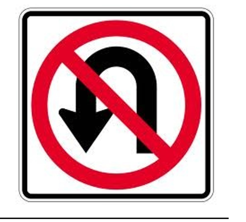 <p>What does a No U-Turns sign indicate?</p>