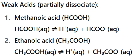 <p><span>An acid which is only partially ionised when dissolved in water e.g. carbonic acid and ethanoic acid.</span></p>