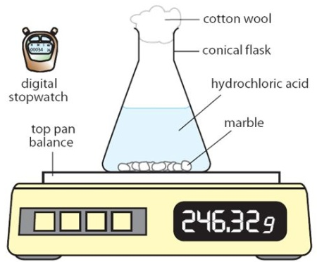 <p>what is going to happen to the reading on the balance during the reaction? Explain.</p>