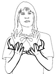 <p>With both hands signing &quot;F,&quot; start with the thumbs and index fingers touching and rotate them forward until the pinky fingers touch</p>