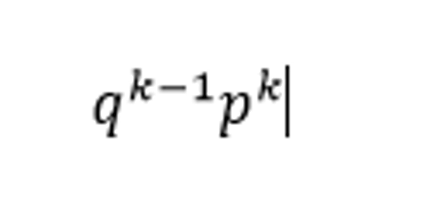 <p>A geometric probability is like a binomial probability except without a fixed number of trials. You want to find the probability that the first success is on x=K.</p><p>The formula is as follows:</p>