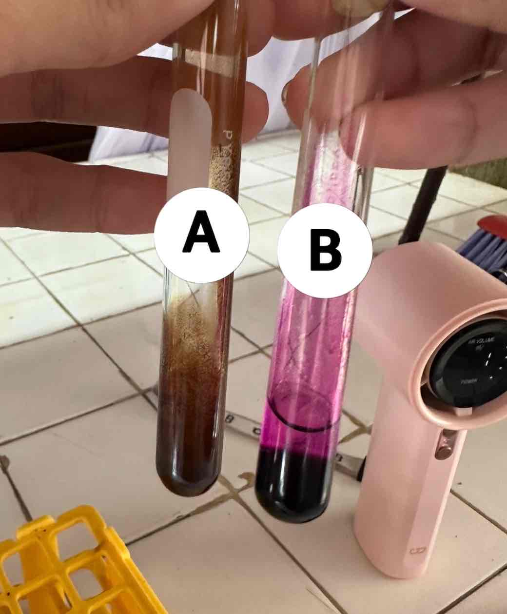 <p>reagents use for the result in A</p>