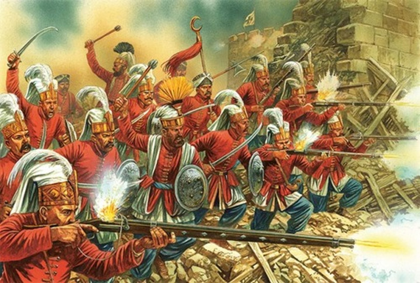 <p>Elite soldiers fighting for the Ottoman Empire. They were Christian boys who had been taken from their parents, converted to the Muslim faith and subjected to rigid military discipline.</p>
