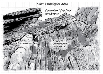 <p><span>Describe the plausible geologic history of the rocks in the diagram below.</span></p>