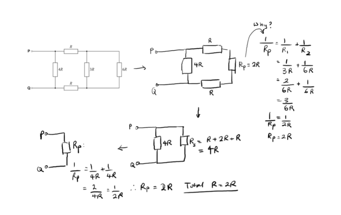 <p>Answer : Total R = 2R</p>