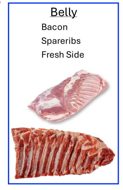 <p>Bacon, spareribs, fresh side</p>