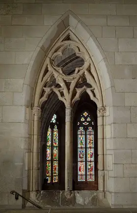 <p>a window usually surrounded by decorative stonework. Has foils at the top</p>