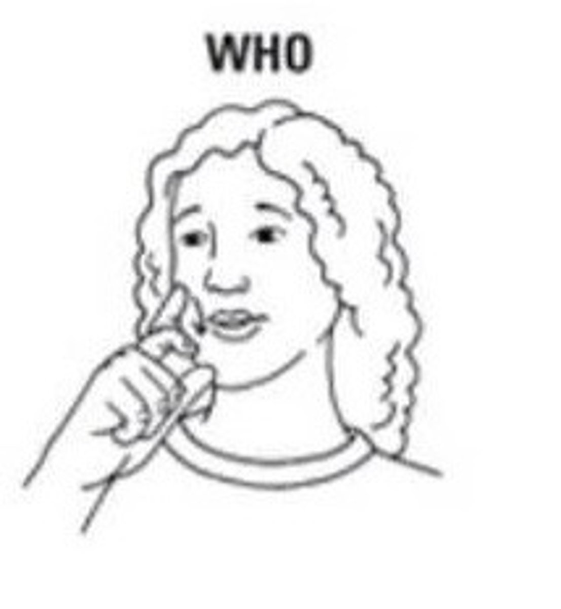 <p>Modified X handshape - thumb on chin, crook index finger 2 or 3 times.</p>