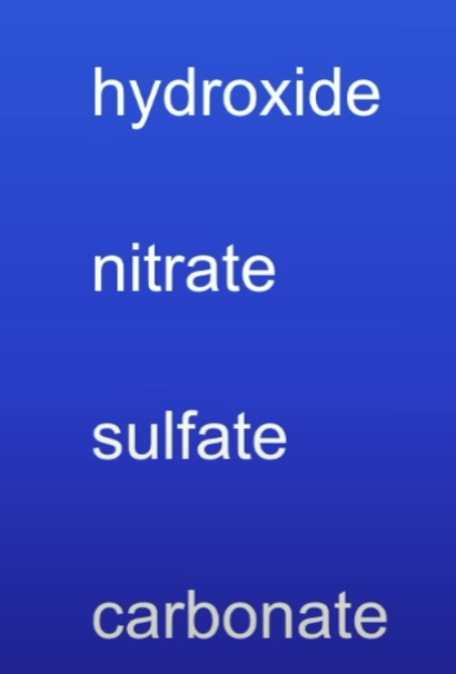 <p>State the formula for these non metal ions</p>