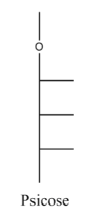 <p>hex- ketose</p><p>R, R, R</p>