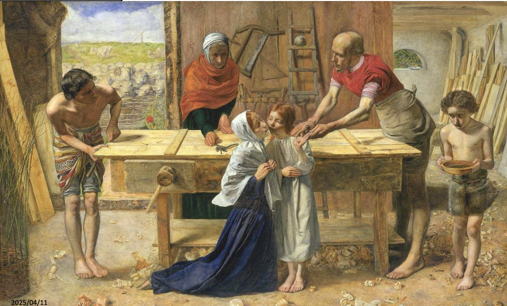 <p>Christ in the House of his Parents (Carpenter’s Shop). John Everett Millais 1849</p>