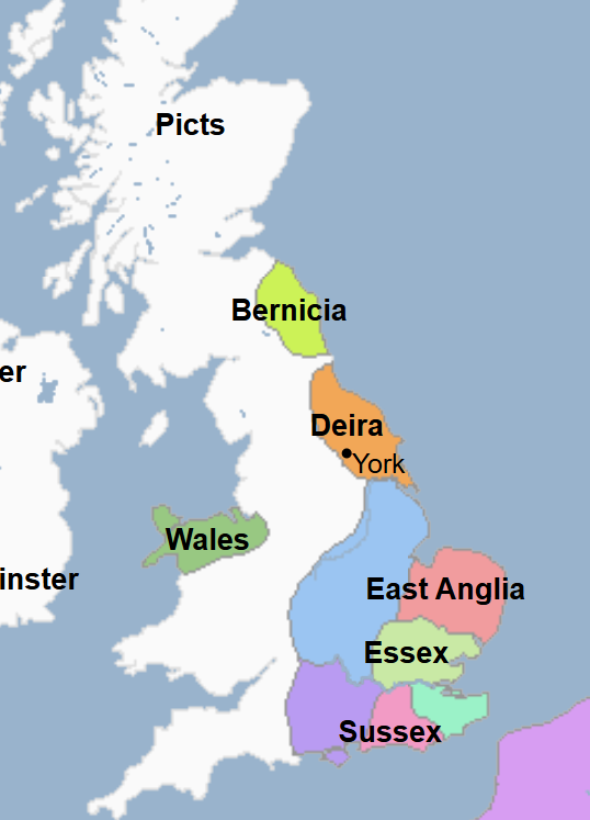 <ul><li><p>King of Deira and Bernicia, which evolved into Northumbria </p></li><li><p>Converted to Christianity</p><ul><li><p>By his reign, Christianity had taken a significant hold in Northumbria</p></li></ul></li><li><p>Baptized by Paulinus at York</p><ul><li><p>This was done by a Roman mission that was backed by his Kentish wife</p></li></ul></li><li><p>Killed in the battle by the Britons in alliance with the Mercians by Penda, the pagan king of Mercia</p></li></ul><p></p>