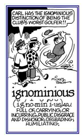 <p>Deserving of shame or disgrace.</p>