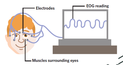 <ul><li><p>It detects, amplifies, and records the electrical activity of the muscles responsible for eye movement</p></li></ul><p></p>