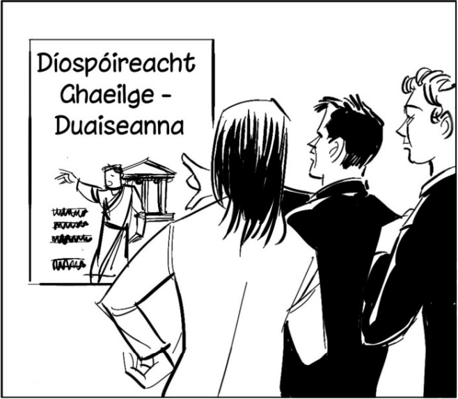<p>Feiceann póstaer faoi dhíospóireacht</p><p>Sa Scoil</p>