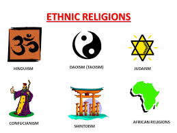 <p>religion tied to a particular ethnic group, not seeking converts; e.g., Judaism</p>