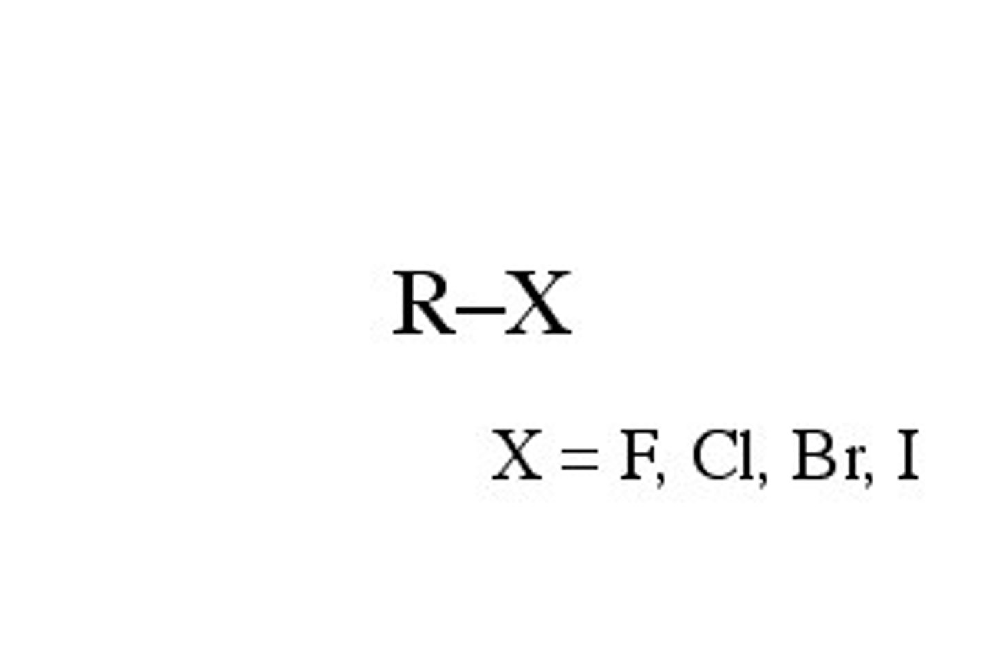 <p>Carbon bonded to a halogen (Br, Cl, F, I)</p>