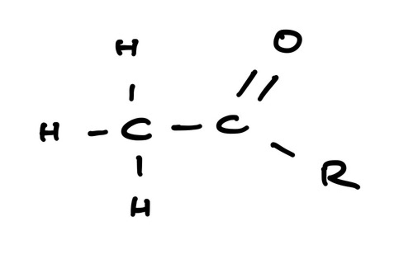<p>★ the CH3C=O group</p><p>- secondary alcohols, methyl ketones</p><p>- ethanal is the only aldehyde that reacts</p>