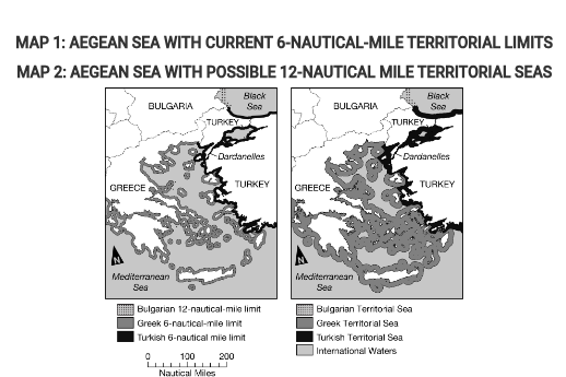 <p>In 1982 the United Nations Convention on the Law of the Sea (UNCLOS) established freedom-of-navigation rights and defined territorial waters as a 12-nautical-mile limit from the coast where individual states have political and economic sovereignty. However, Greece and Turkey still only claim a 6-nautical-mile territorial sea.</p><p class="stem_paragraph">If Greece and Turkey adopted the UNCLOS system and expanded their territorial seas to 12 nautical miles, as shown in Map 2, which of the following would be true for a Turkish-owned oil tanker sailing into Greek territorial waters?</p>