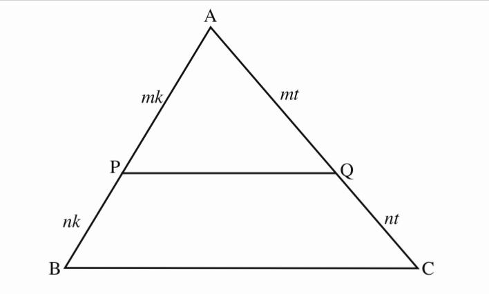 <p>Given: <span data-name="small_red_triangle" data-type="emoji">🔺</span>ABC with AP/PB=AQ/QC </p>