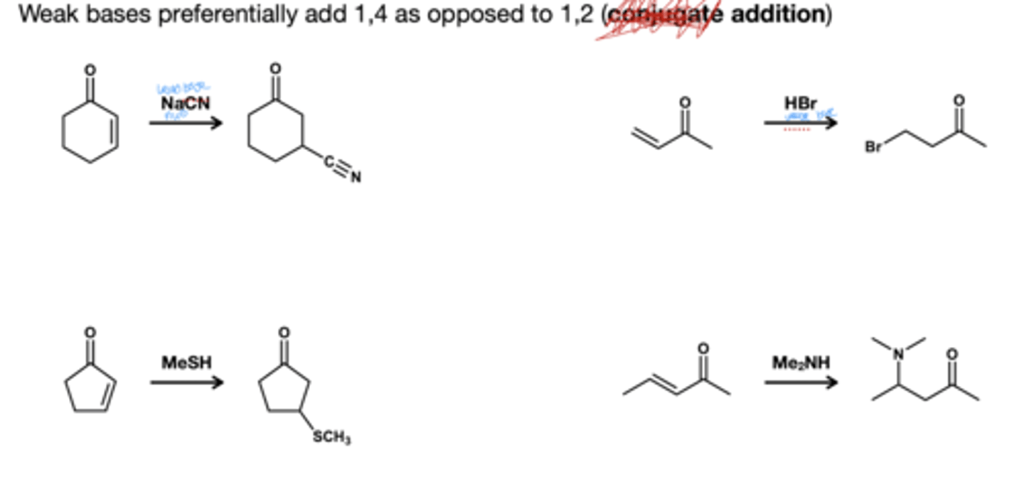 <p>direct addition is reversible, while conjugate is irreversible; since thermodynamic is favored conjugate addition is favored.</p>