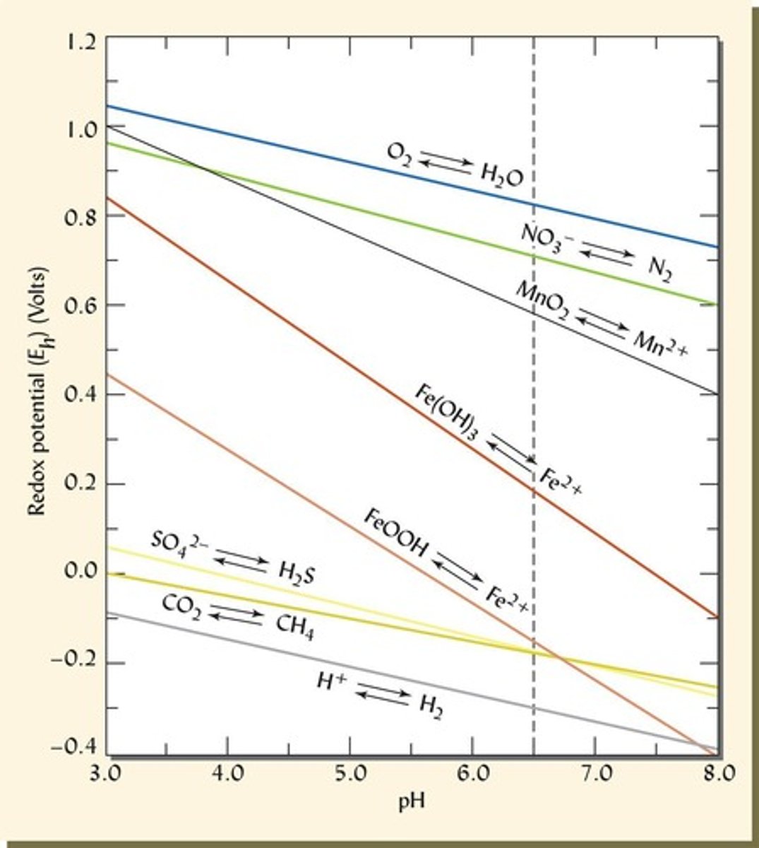 <p>Redox potential (Eh) is the tendency for electrons to transfer between substances, indicating the soil's aeration status.</p>