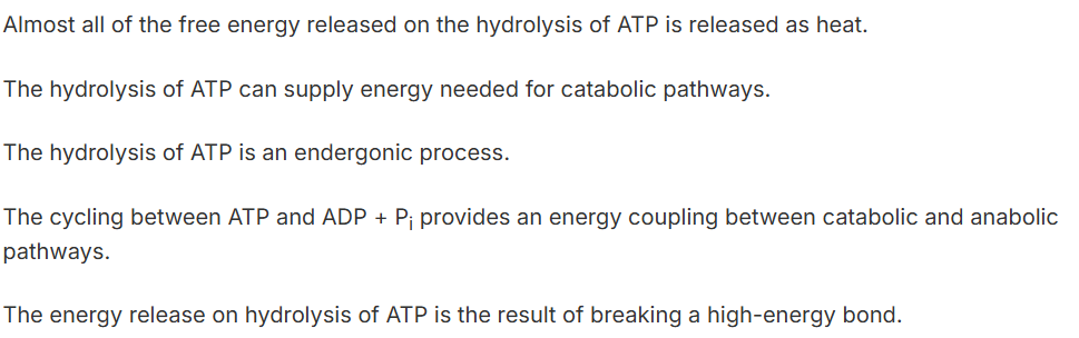 <p>Which of the following statements about ATP (adenosine triphosphate) is correct?</p>
