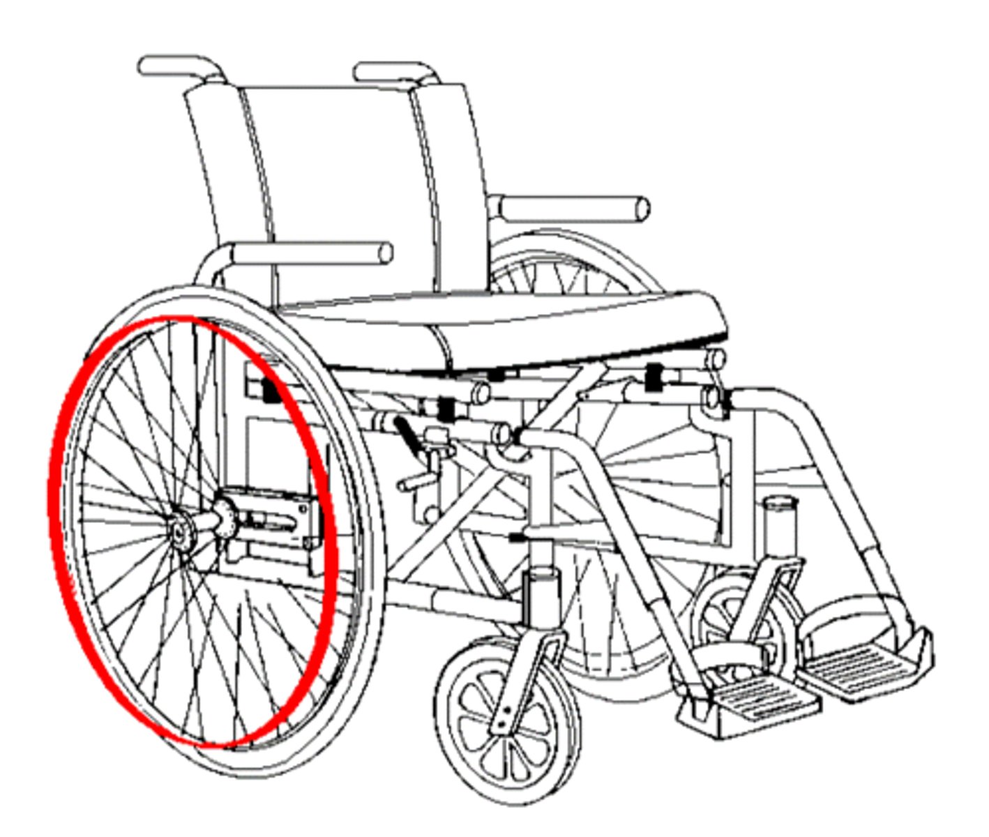 <p>Name the red part of the wheelchair</p>