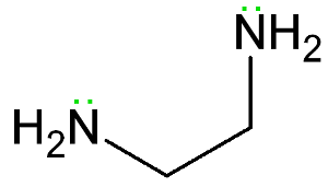 <p>donates<strong> </strong><span style="color: blue"><strong>2 </strong></span><strong>pairs of electrons</strong> to central metal ion to form<strong> </strong><span style="color: blue"><strong>2 </strong></span><strong>coordinate bonds </strong></p><p>example = ethane-1,2-diamine (<strong>en</strong>)</p>