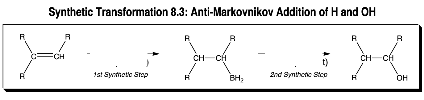 <p>Anti-Markov Addition of H and OH</p>