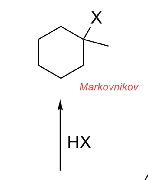 <p>Addition of Hydrogen Halides to Alkenes (Markovnikov)</p>