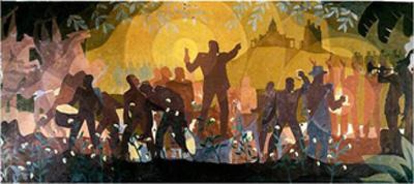 <p>Aaron Douglas</p><p>1934</p><p>Art of America and Mexico</p><p>Story: Public works had to do with the 1930's and the great depression (stock market crash, droughts in the prairies, people losing their farms) people wanted to head to California, discovered there are too many people there for jobs.</p><p>Commissioner:</p><p>Original Location: Public works of art project of New York library? Still on display in the library.</p><p>Style: Cubism with monochromatic look. (Art of America and Mexico)</p><p>Characteristics: Monochromatic. Subject: Harlem Renaissance was a period in which African American artists, culture, music. Ku Klux Klan. African American politician pointing towards a building: we got the vote so go and vote.</p><p>Function: Shows slavery through reconstruction. Urged African Americans to use their voices. Promotes African American culture.</p>