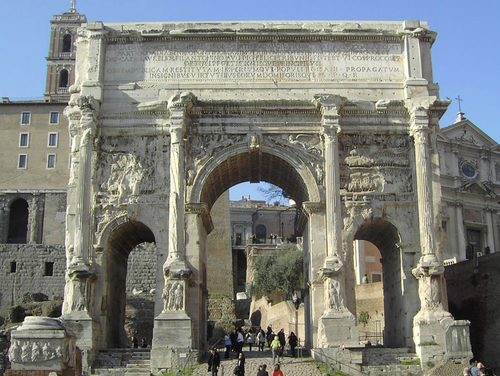 <p>Built in commemorate Parthian Victories Stands on the Via Sacra in the Forum Romanum of Rome</p>