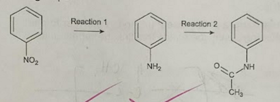 <p>identify the new functional group formed in rxn 2 (1)</p>