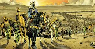 Sundiata's grand-nephew who brought more fame and strengthened Islam in West Africa through his pilgrimage to Mecca where he displayed Mali's wealth to the outside world with an extravagant caravan. 
LO 9) His pilgrimage made Mali more well known for its riches across the world, therefore, attracting more trading partners.