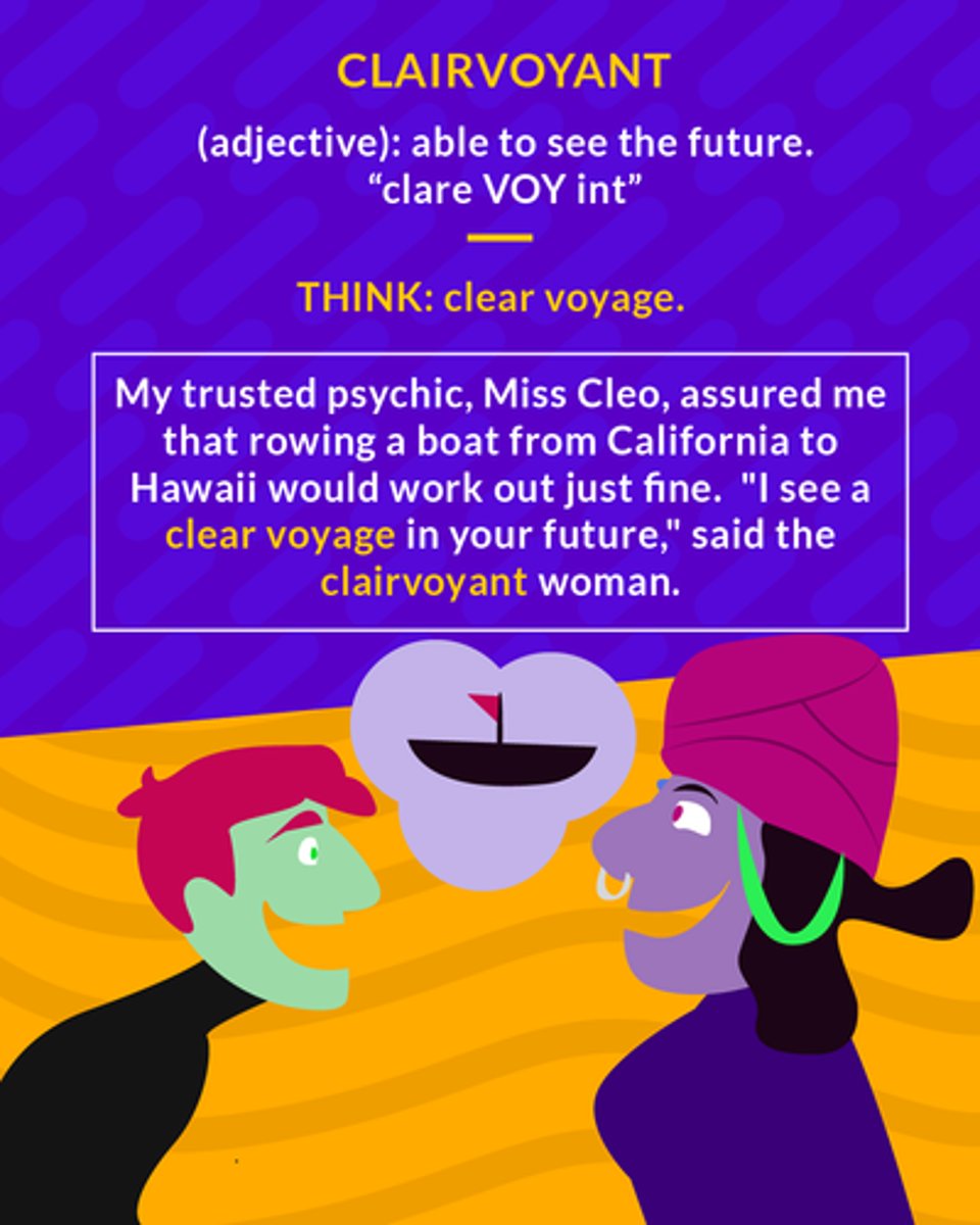 <p>able to see the future</p>