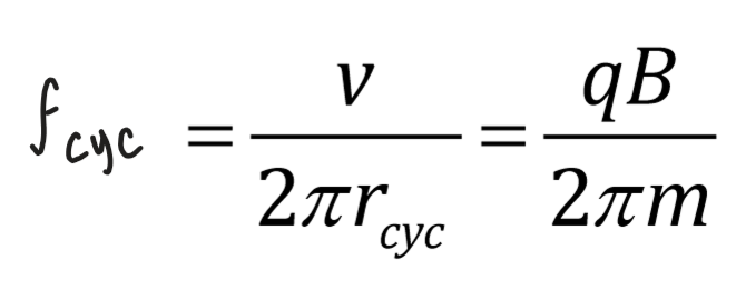<p>m is the mass of the charged particle </p>