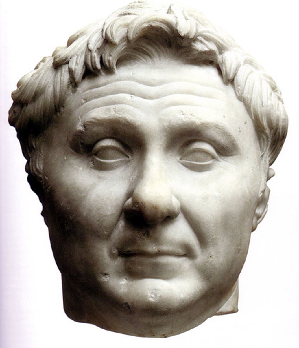 <p>Who did Caesar defeat in battle before the start of the play?</p>